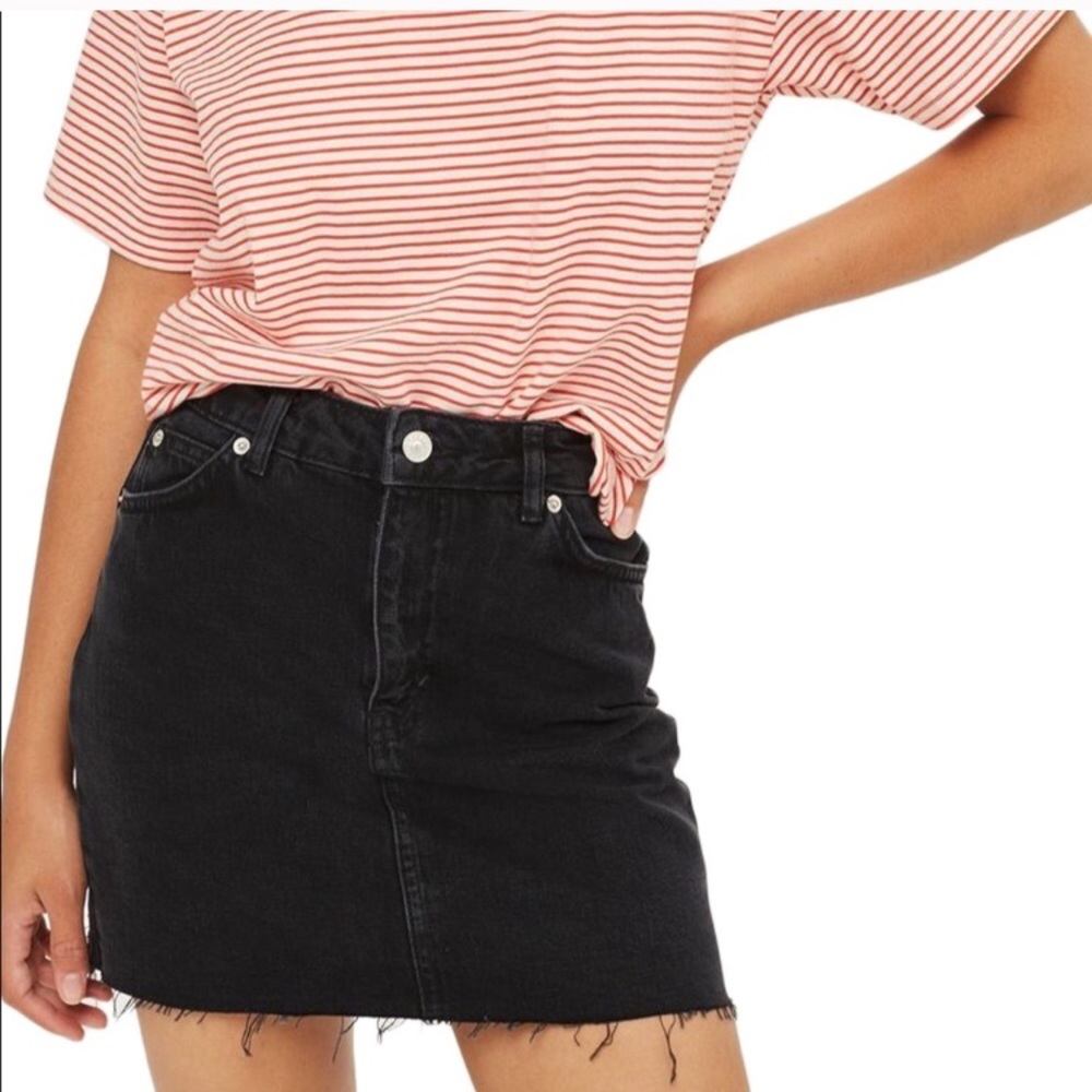 TOPSHOP black denim mini skirt, size US 8/EU 40